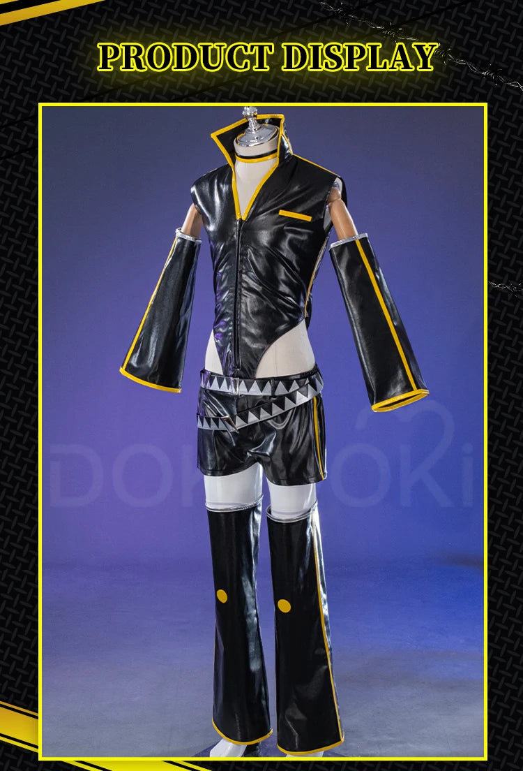 Lenn Cosplay Costume DokiDoki-R Men Black Punk Costume Lenn Cosplay Costume Men Cosplay Black Uniform Male