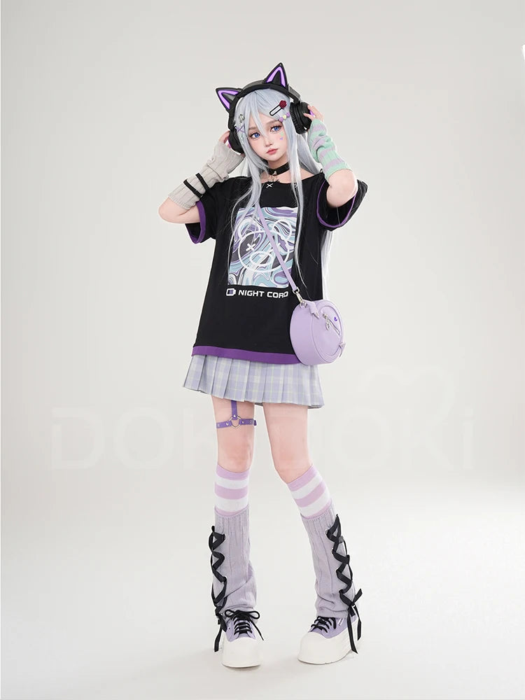 Yoisakii Kanadee Cosplay Costume Game DokiDoki-R Cosplay Women Cute Dress Cosplay Kanadee Bag Earphones Halloween Wig
