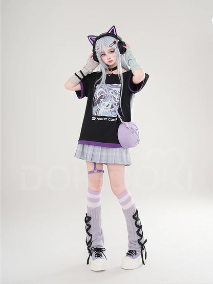Yoisakii Kanadee Cosplay Costume Game DokiDoki-R Cosplay Women Cute Dress Cosplay Kanadee Bag Earphones Halloween Wig