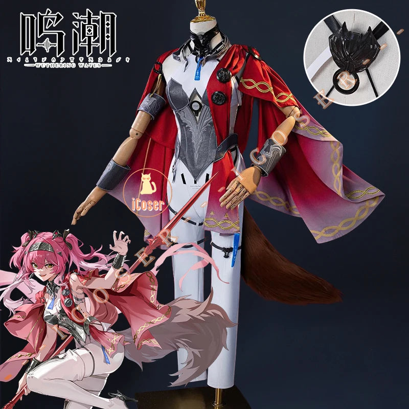 Wuthering Waves Lupa Cosplay Costume Wig Bodysuit Earrings Tail Headwear Halloween Party for Women Girls Carnival Props iCoser