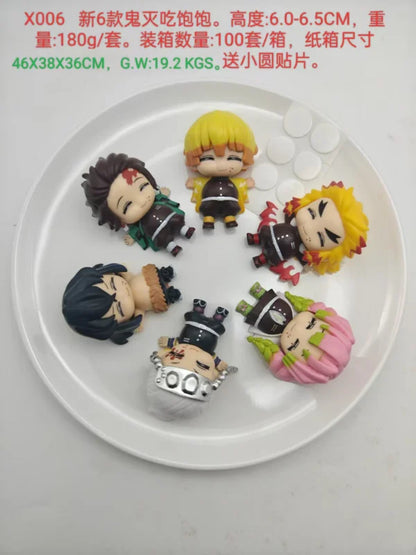 1Set Demon Slayer Anime Figure Kamado Tanjirou Agatsuma Zenitsu Inosuke Doll Toys Kyoujurou Belly Filling Ornaments Tengen