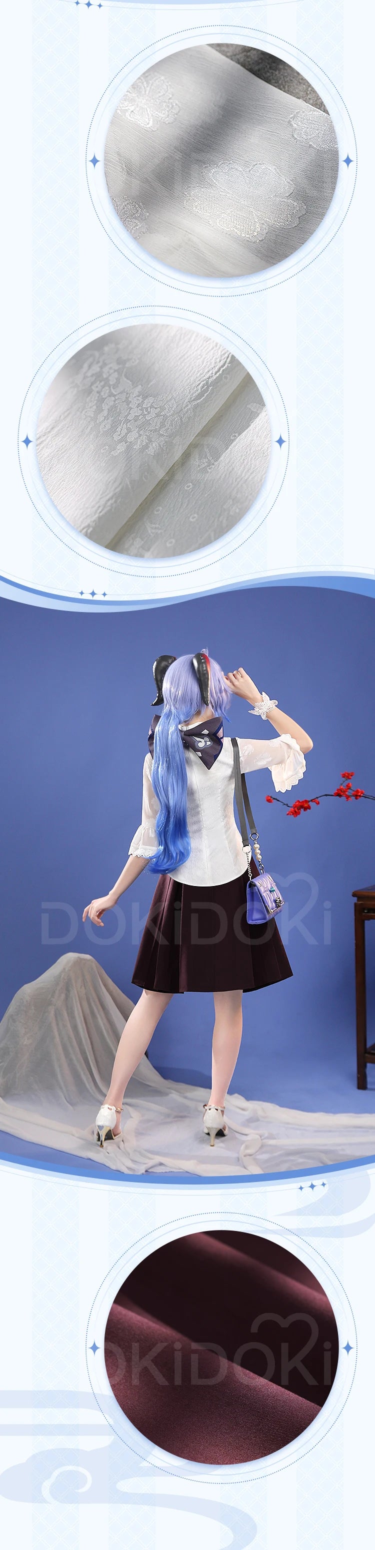 Ganyu Cosplay Costume Game Genshin Impact DokiDoki-SR Genshin Imapact x Hey Tea Ganyu Cheongsam Women Ganyu Doujin