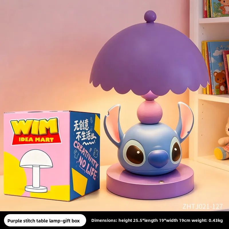 Cute Disney Lilo&Stitch Bedroom Bedside Lamp Anime Figure Table Lamp USB Plug 3 Color Dimming Living Room Study Atmosphere Light