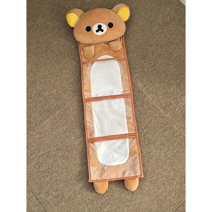 Kawaii Rilakkumas Wall Hanging Storage Bag Cartoon Rilakkumas Bear Door Hanging Bag Large Capacity Sundries Storage Bag Gifts