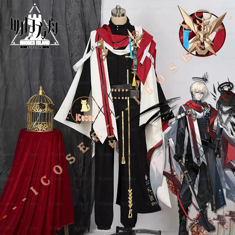 Arknights Executor The Ex Foedere Cosplay Costume Wig Game Uniform Cloak Federico Giallo Halloween Party for Women Men iCoser