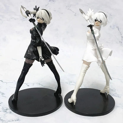 Hot 18CM Yorha 2B Black and White Series Anime Figure PVC Collectible Action Figures Model Doll Statuette Gift