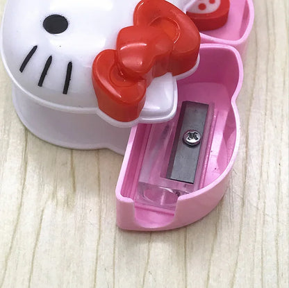 24pcs Sanrio Cartoon Creative Kt Pencil Sharpener+rubber Two-in-one Student Stationery Set Children's Dual-use Prizes Wholesale