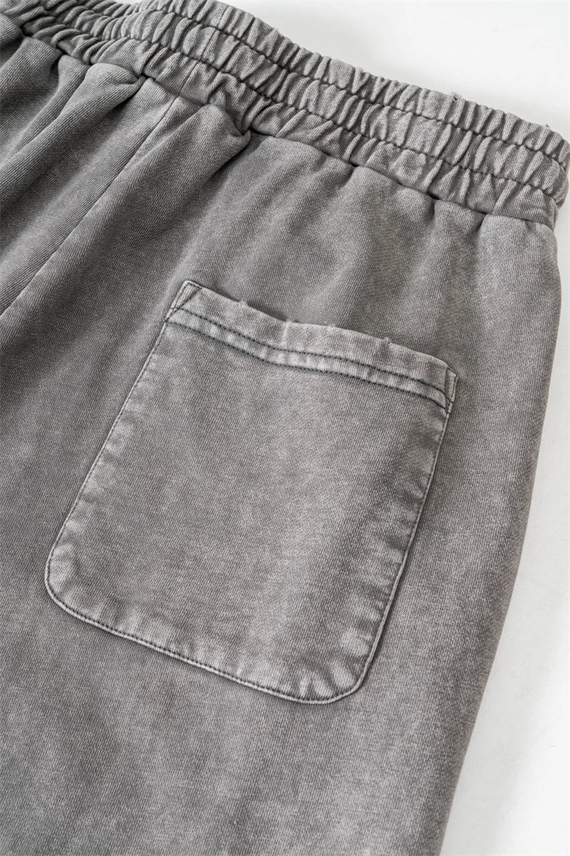 ZODF Retro 2024 Spring Men Washed Cotton Straight Pants Unisex Casual 330gsm Distressed Loose Trousers Brand Clothes HY0830