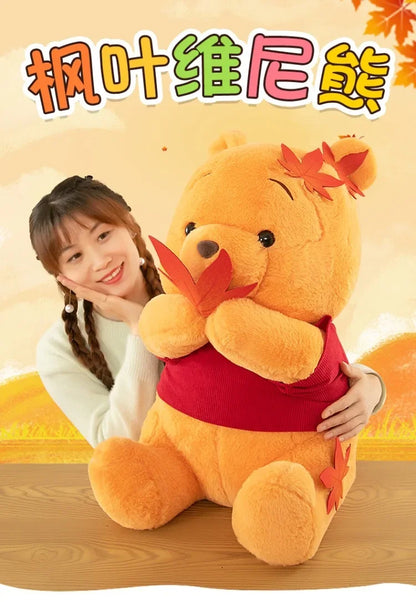 70cm Big Size Disney Pooh Bear Maple Leaf Anime Plush Stuffed Doll Room Plushies Pillow Cute Ornaments Children's Holiday Gifts