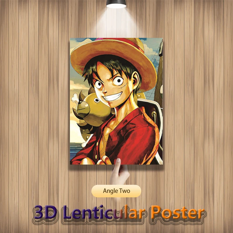 Anime One Piece 3D Lenticular Poster Ace Luffy Sabo Flip Gradient Print Gifts Room Decor Wall Art(Without Frame)
