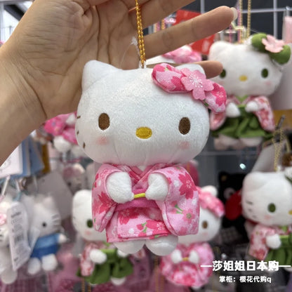 Japanese Kimono Cherry Blossom Hello Kitty Plush Doll Trendy Toy Backpack Decoration Accessories Keychain Girl Surprise Gift