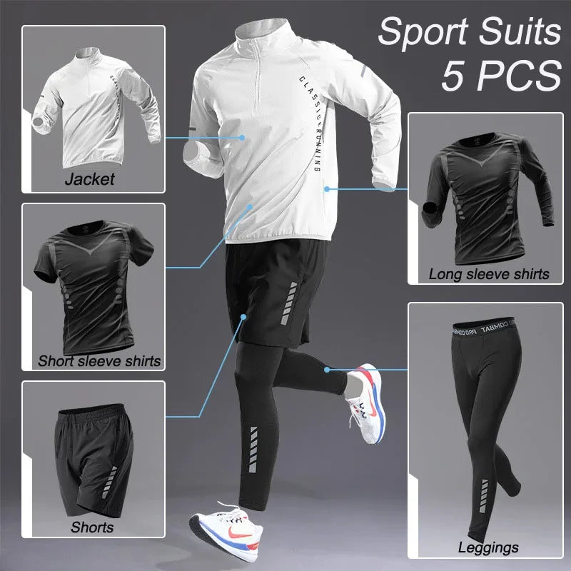 The Codex Sport Men’s Quick Dry Workout Jacket and Jogging Pants Set 1-5 Pcs Fitness Running Sportswear Track Suit