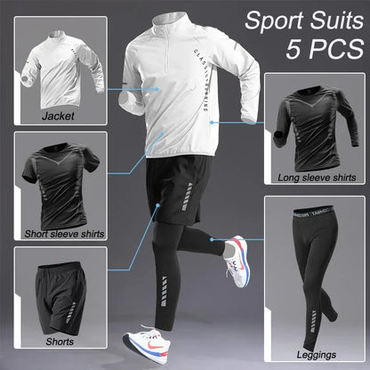 The Codex Sport Men’s Quick Dry Workout Jacket and Jogging Pants Set 1-5 Pcs Fitness Running Sportswear Track Suit