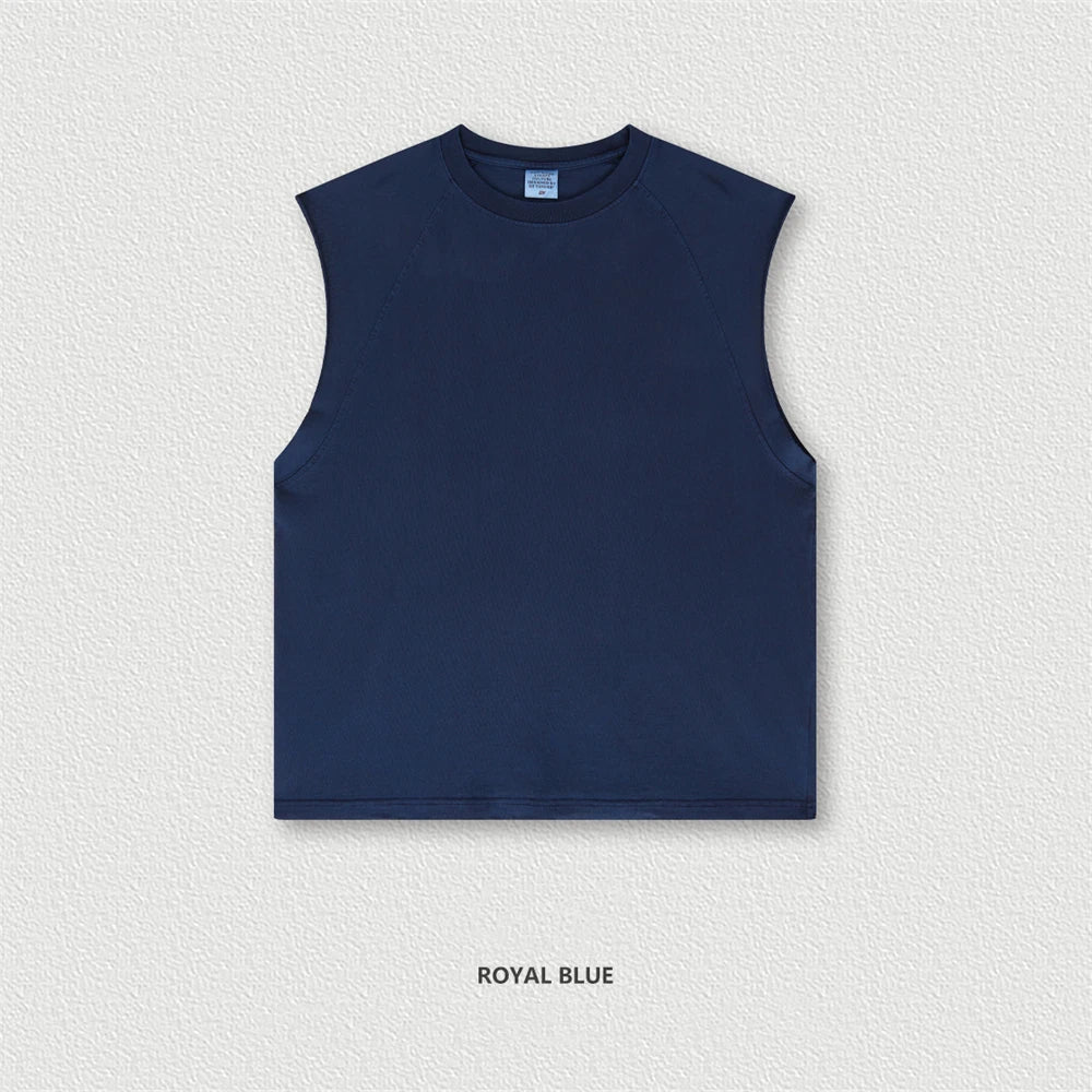 ZODF American Retro Men Washed Solid Tank Tops Women Unisex Loose Edge 275gsm Cotton Sleeveless Tees Brand Streetwears HY0503