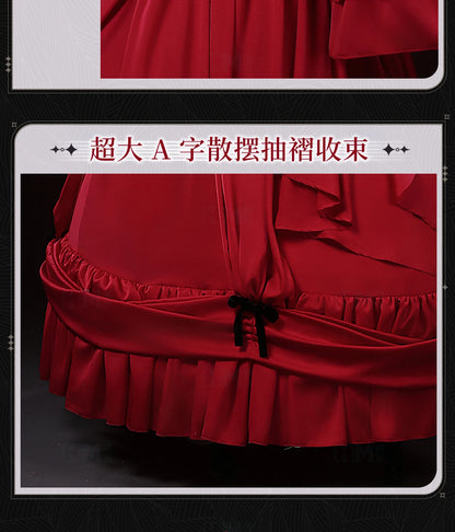 Scarlet El Vandimion Cosplay Costume Wig Red Dress Anime May I Ask for One Final Thing Ice Rose Earrings Women Girls Role Play