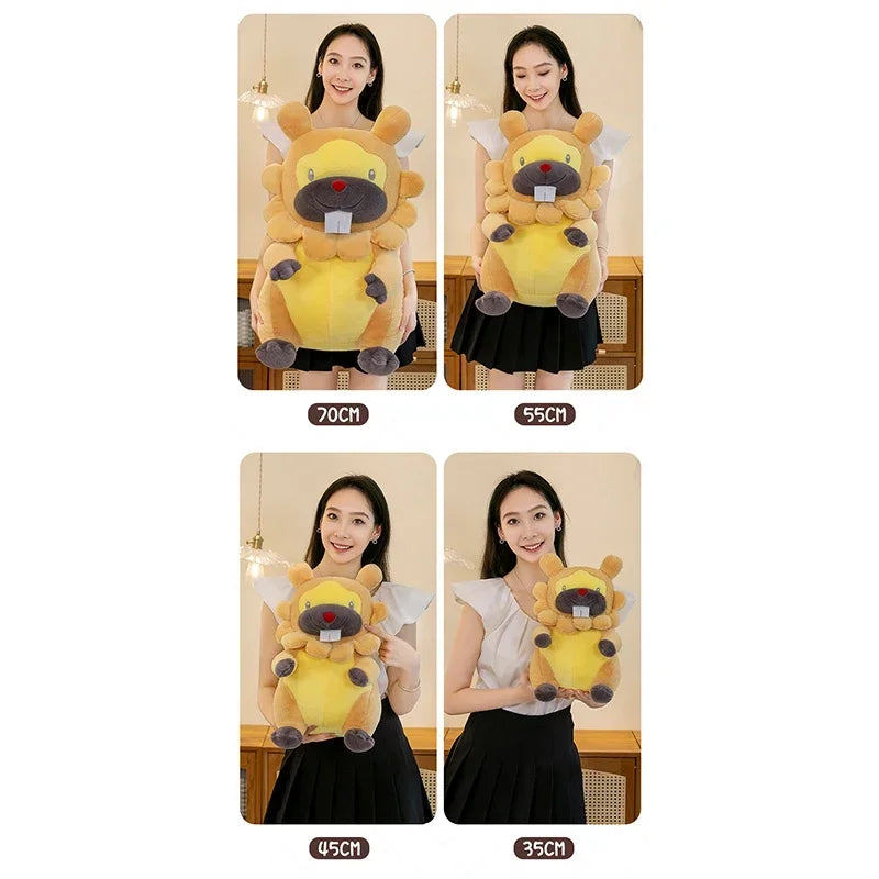 35/80cm Large Bidoof  Pokemon Plush Toys Anime Doll Cute Pillow Cartoon Giant Pokémon Plushie Stuffed Gift for Kids Christmas