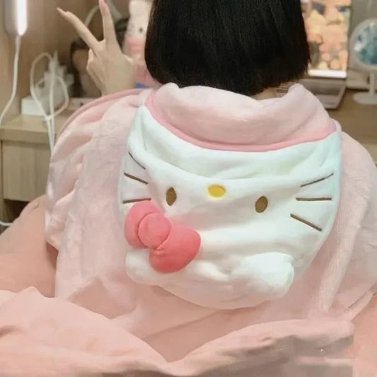 Kt Cat Air Conditioning Blanket Hooded Cute Cloak Student Dormitory Office Blanket Home Furnishings Outward Travel Products Gift