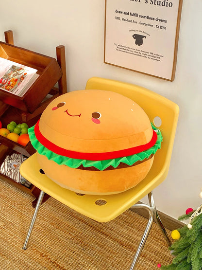 Comfortable Hamburger Seat Cushion Chair Sofa Back Cushion Thickened Sitting Cushion Floor Throw Pillow Room Decor Non-slip