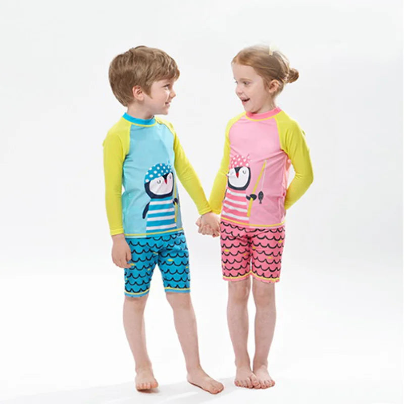 2025 Boys Swim Wear Two Pieces Set 3 to 4 5 6 7 8 9 10 11 12 Years Toddler Shark Print Infantil Long Sleeve Kids Swimming Suits