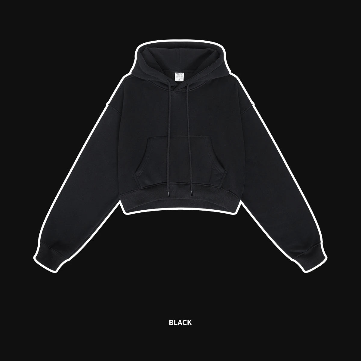 ZODF Chic Sexy Women Super-short Fleece Cropped Hoodies Girl Female Hip Hop Loose 345gsm Solid Hooded Pullover Streetwear HY0340