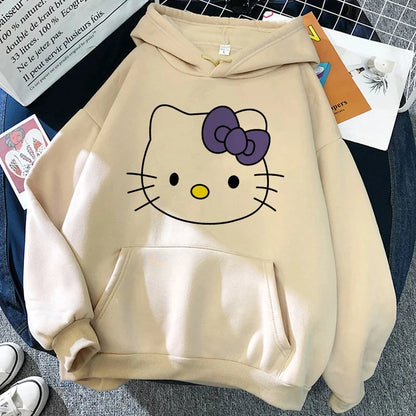 Women's Sweatshirts Plus Size Clothing Sanrio Products Y2k Hello Kitty Autumn/Winter Harajuku Long Sleeve Graphic Sweatshirt