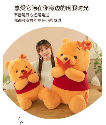 70cm Big Size Disney Pooh Bear Maple Leaf Anime Plush Stuffed Doll Room Plushies Pillow Cute Ornaments Children's Holiday Gifts