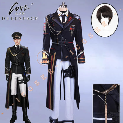 Love and Deepspace Caleb Cosplay Costume Wig Farspace Colonel Uniform Trench Halloween Party for Women Men Carnival Cos Props