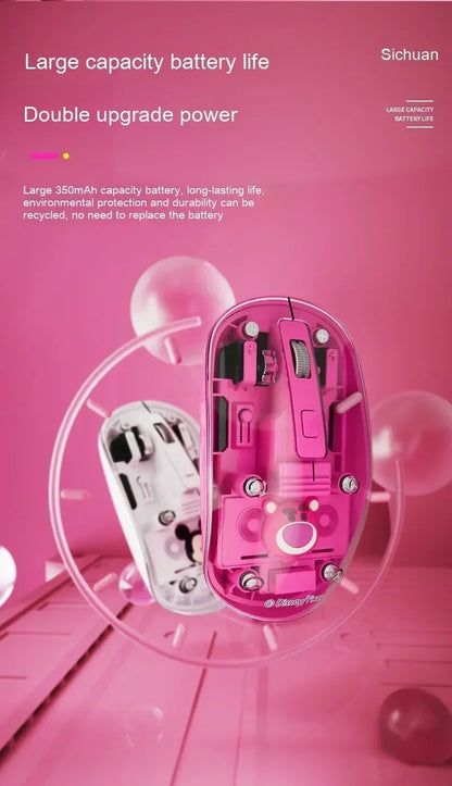 New Disney Wireless 2.4g Transparent Mouse Dual Bluetooth Charging Mute Silent Female Tablet Computer Notebook Office Gift