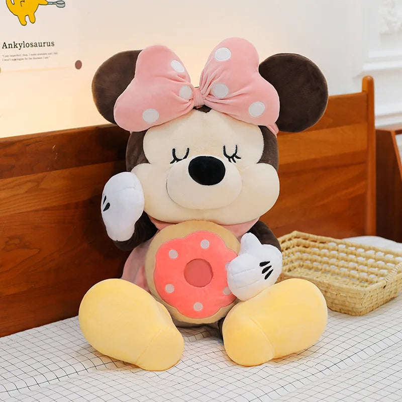 Large Size 80cm New Minnie Mickey Mouse Couples Doughnut Kawaii Movies Stuffed Plush Toy Doll Birthday Girlfriend Girl Xmas Gift