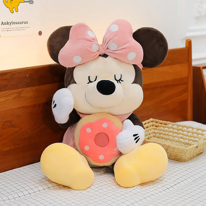 Large Size 80cm New Minnie Mickey Mouse Couples Doughnut Kawaii Movies Stuffed Plush Toy Doll Birthday Girlfriend Girl Xmas Gift