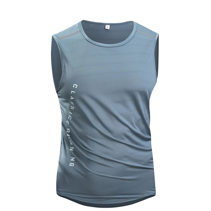 Chrlck Men’s Quick Drying Running Vest Breathable Mesh Sleeveless Gym Fitness Tank Top