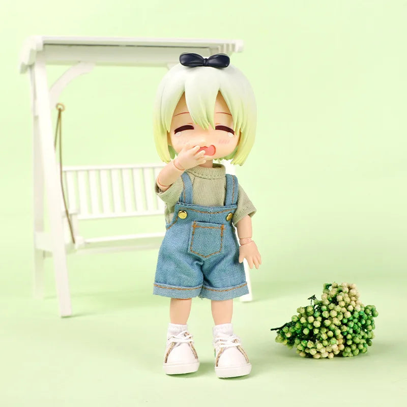 Ob11 Doll Clothes Fashion Tops Jeans Sweatshirt Cool Sleeveless High Neck Sweater Suspenders Shorts For 1/12 Bjd Dolls Accessory