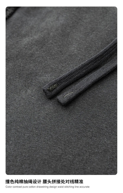 ZODF Vintage Man Winter Washed Fleece Straight Pants Unisex Distressed 360gsm Knitted Warm Trousers Brand Bottoms HY1092