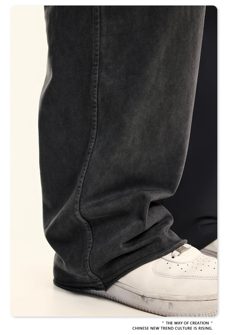 ZODF New 2024 Spring Summer 358gsm Cotton Cargo Pants For Men Unisex Casual Washed Straight Multi-Pockets Loose Trousers HY0829