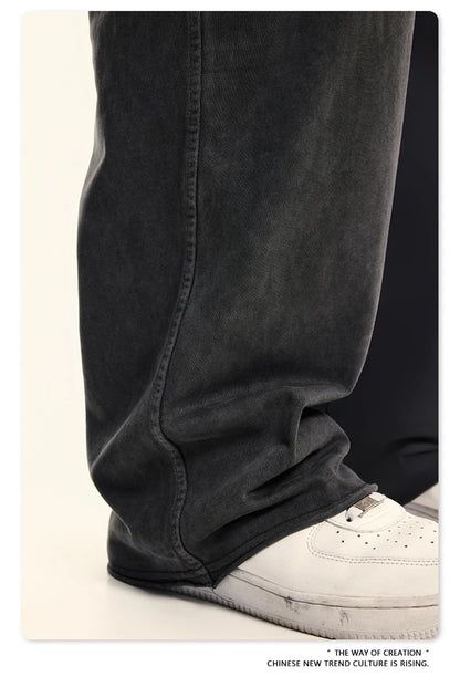 ZODF New 2024 Spring Summer 358gsm Cotton Cargo Pants For Men Unisex Casual Washed Straight Multi-Pockets Loose Trousers HY0829