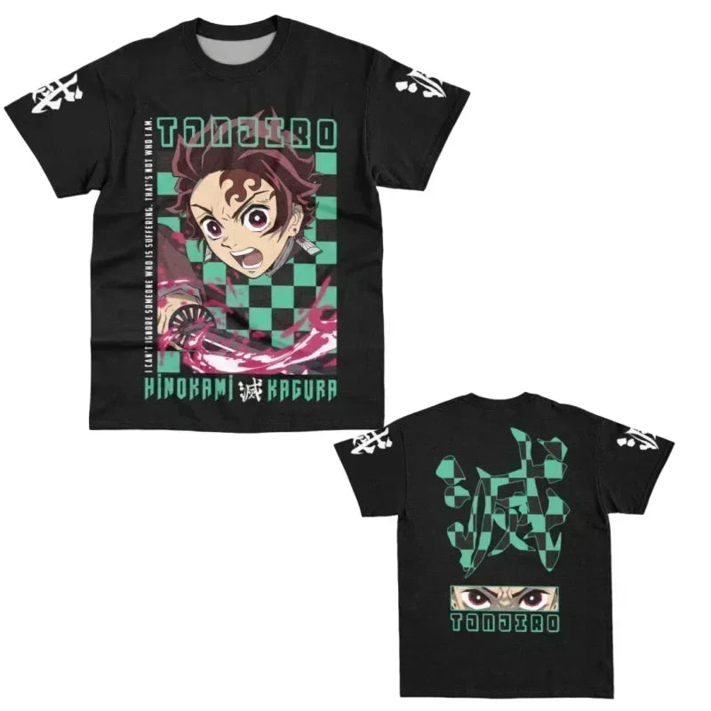 New Football Jerseys Japanese Anime Bandai Demon Slayer Tanjiro Nezuko T-shirt Sporty Street Loose for Men  Children Christmas