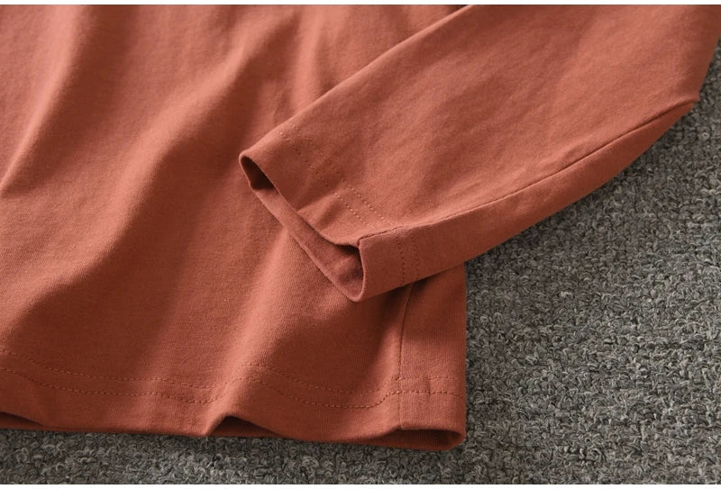 Autumn New American Retro Long Sleeve O-neck Indian Printed T-shirt Men's Fashion 100% Cotton Washed Casual Bottoming Tops