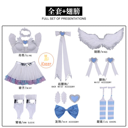 Anime New Panty Stocking with Garterbelt Stocking Cosplay Costume Angel Skirt Stockiel Anarchy Wings Halloween Women Girls Cos