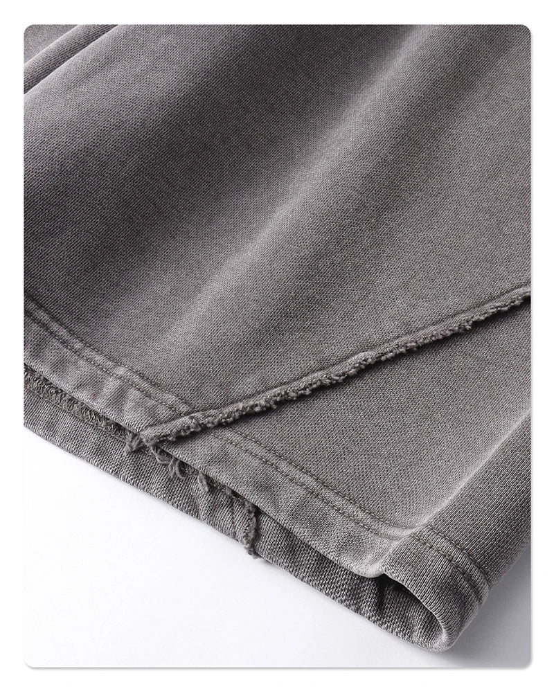 ZODF Retro Men Heavy-Weight Washed 430gsm Shorts Unisex High Street Patchwork Summer Distressed Cotton Shorts HY1035