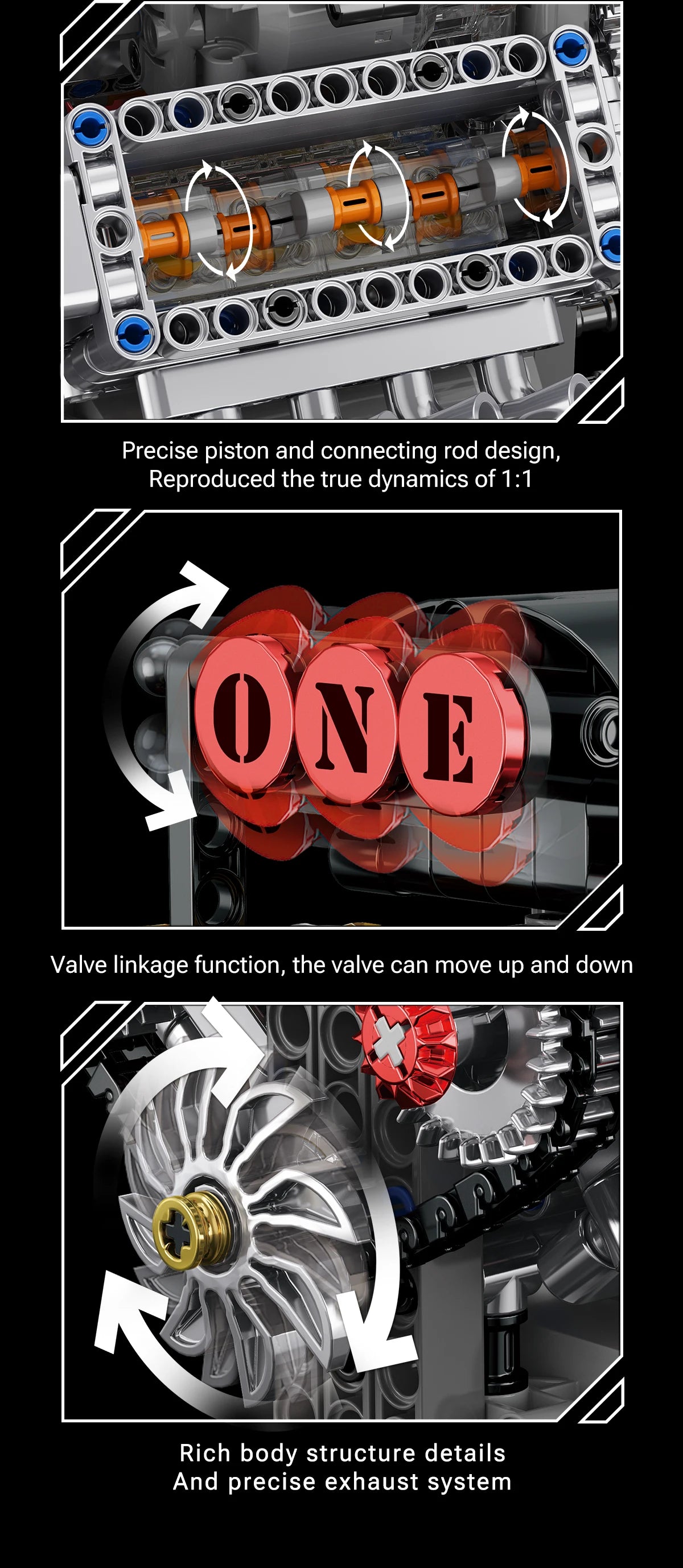 Brick V8 Engine Motorized Simulation Model Electrically Drive Building Blocks Technical Car Parts Creative Toys Gifts Boys Adult