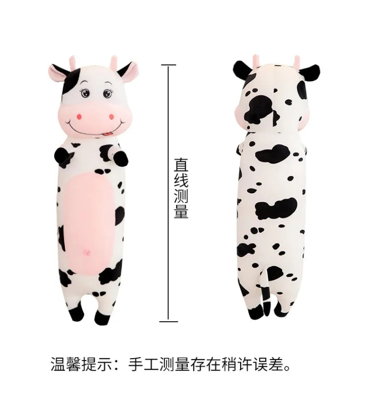 70cm-100cm Lovely Creative Milk Cow Plush Pillow Toys Soft Stuffed Cartoon Animal Cattle Doll Bedroom Sleeping Pillow Cushion