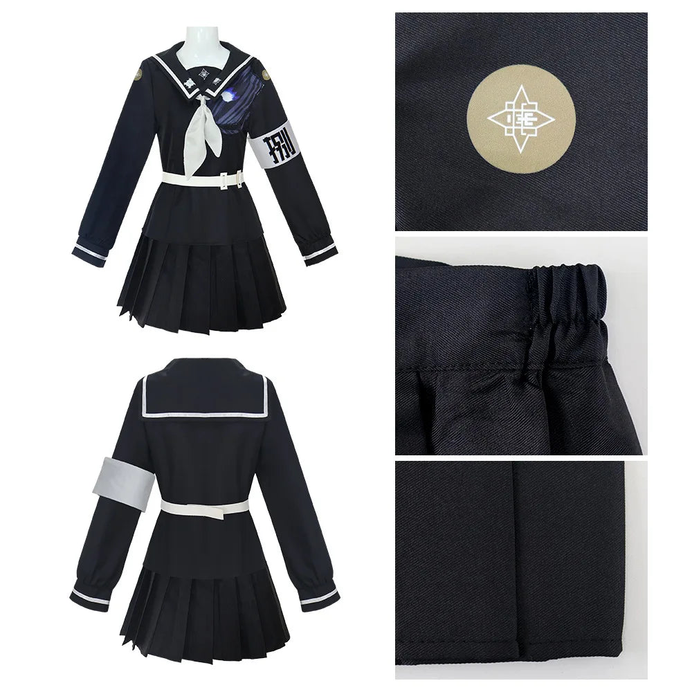 The Hundred Line Kako Tsukumo Cosplay Costume Wig Battle Uniform Skirt Hairband Last Defense Academy Halloween Party for Women