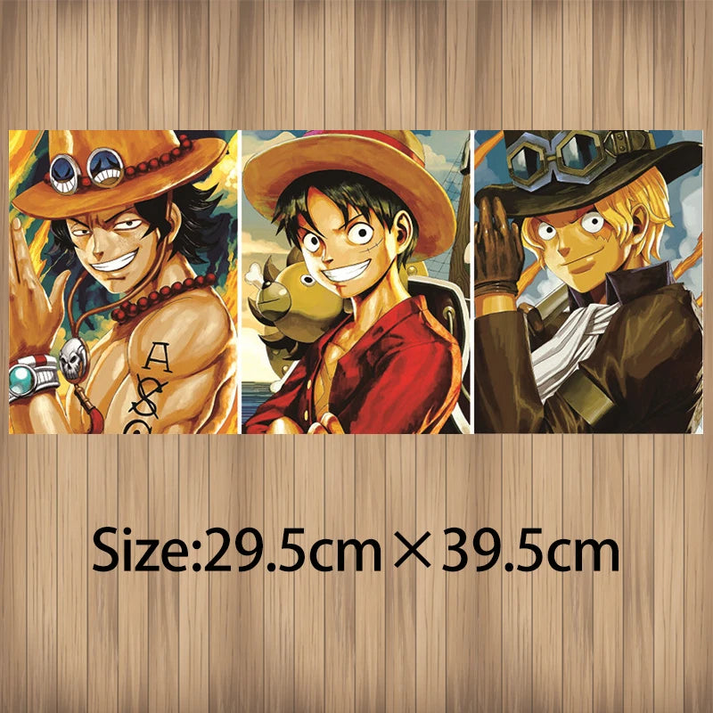 Anime One Piece 3D Lenticular Poster Ace Luffy Sabo Flip Gradient Print Gifts Room Decor Wall Art(Without Frame)