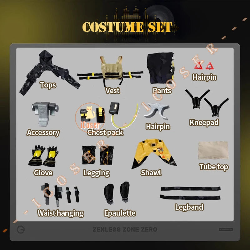 Zenless Zone Zero Trigger Cosplay Costume Wig Uniform Hairpin Obol Squad Halloween Party for Women Girls Carnival Props iCoser