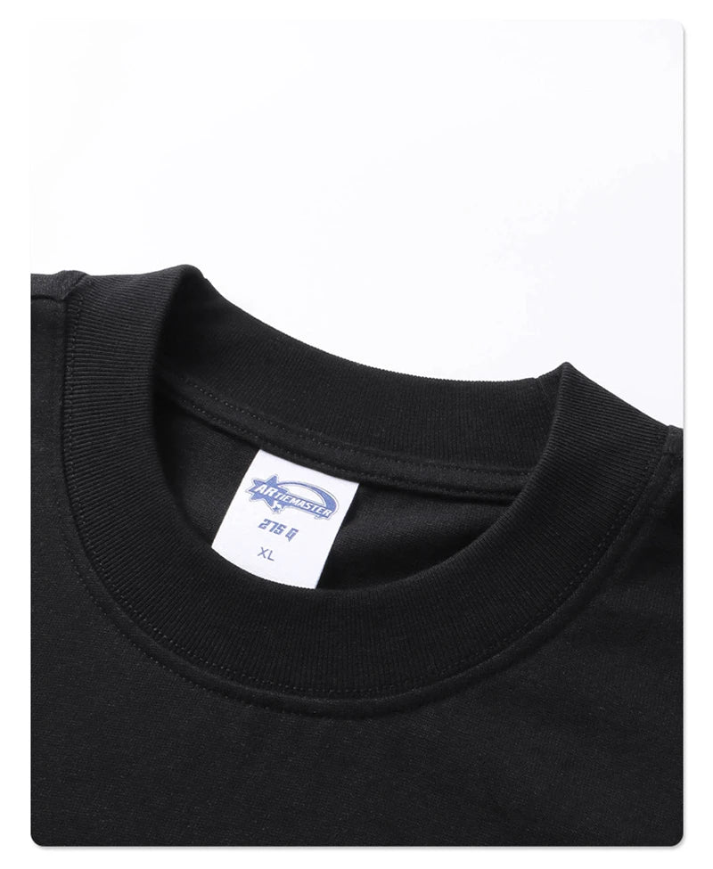 ZODF Trendy 2025 Summer Men’s 275gsm Cotton Seamless Oversized O-Neck Casual T-Shirt HY1030