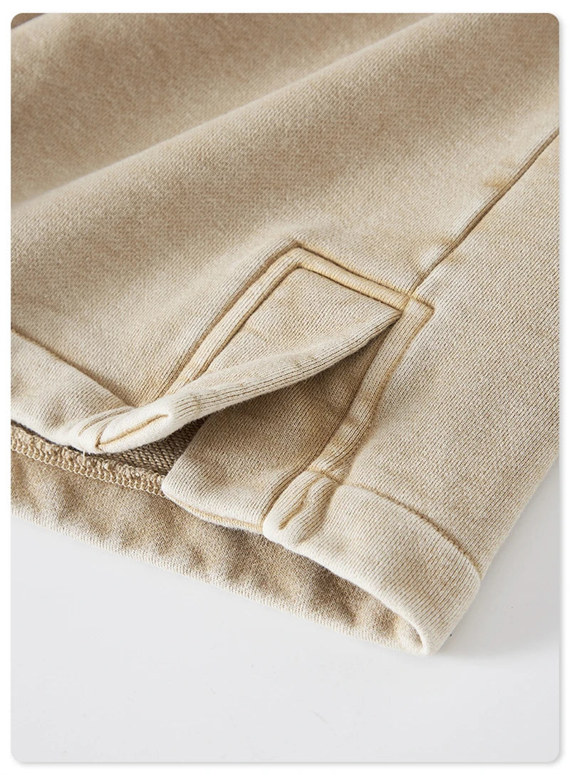 ZODF 2024 Summer Men 350gsm Washed Cotton Shorts Unisex Retro High Street Loose Side Slit Short Pants Streetwears HY0839