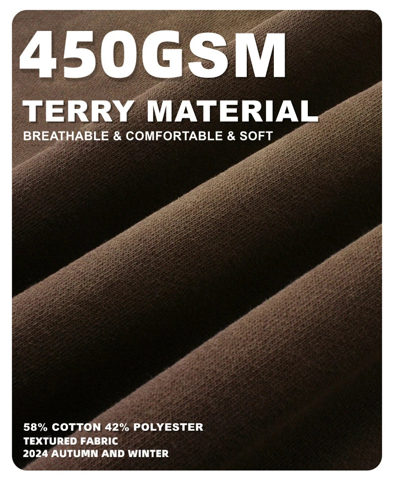 ZODF Retro Men's Heavyweight Gradient Washed Hoodies Unisex Loose Distressed Holes 450gsm Knitted Hooded Pullovers HY0891