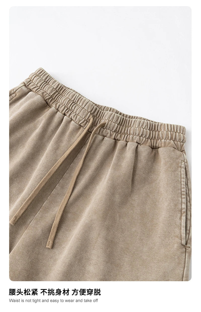 ZODF New 2025 Men Summer Loose Edge Washed Cotton Shorts Unisex Retro High Street Distressed 330gsm Shorts Brand Clothes HY1056