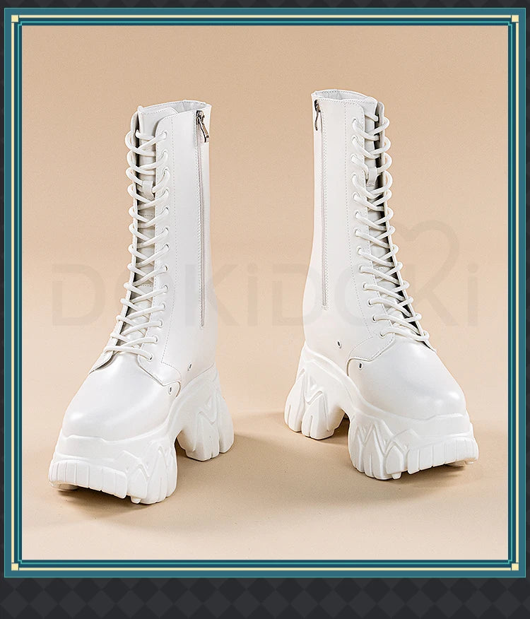 IN STOCK Women Cosplay Props 18cm Heightening Shoes DokiDoki Women Daily 12cm 11cm 18cm 22cm Black White Boots Shoes Halloween