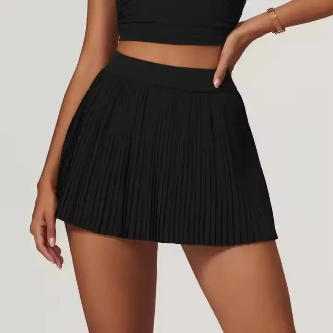 Women’s 2-in-1 Pleated Golf Tennis Skirt with Inner Pocket and Built-in Shorts